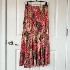 Peruvian Connection Colorful Patchwork Print Midi Skirt